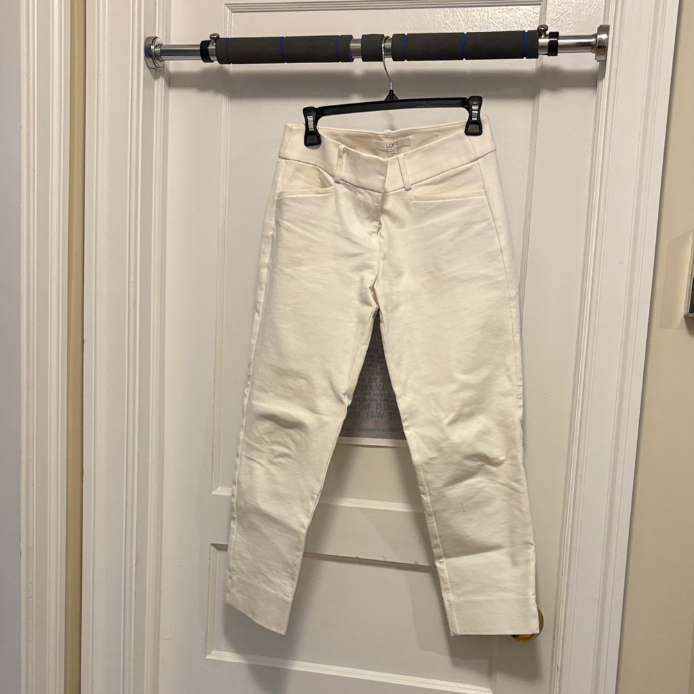 LOFT Cream Straight Leg Pants